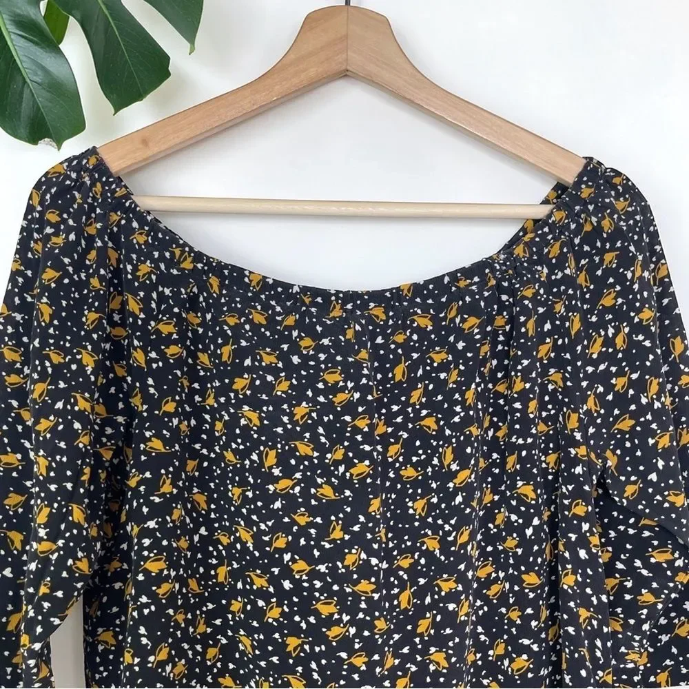 Madewell 100% Silk Off-the-Shoulder Top in Falling Leaves